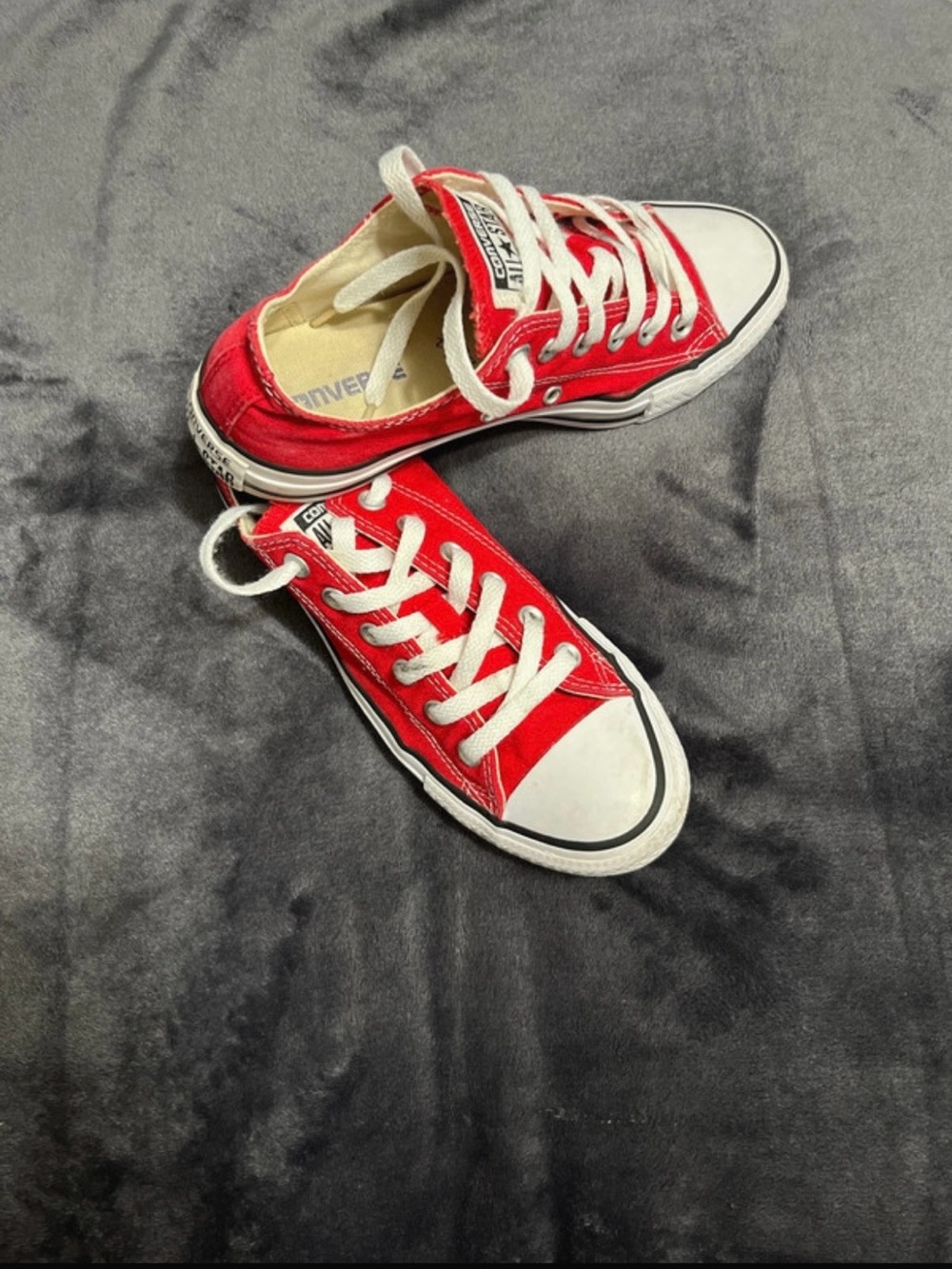 Converse Kids Red Low Top Canvas Sneakers with White Accents